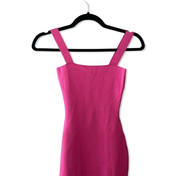 Superdown Zoe Square neck dress fuschia pink knit midi bodycon Revolve New - Picture 5 of 9